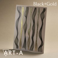 Наклейки 3D волны черные+золото