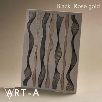 Наклейки 3D волны черные+роз золото