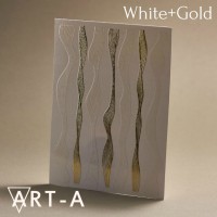 Наклейки 3D волны белые+золото